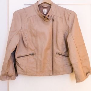 LC: faux leather crop moto jacket